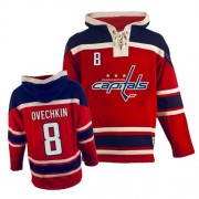 Old Time Hockey Washington Capitals NO.8 Alex Ovechkin Men's Jersey (Red Premier Sawyer Hooded Sweatshirt)